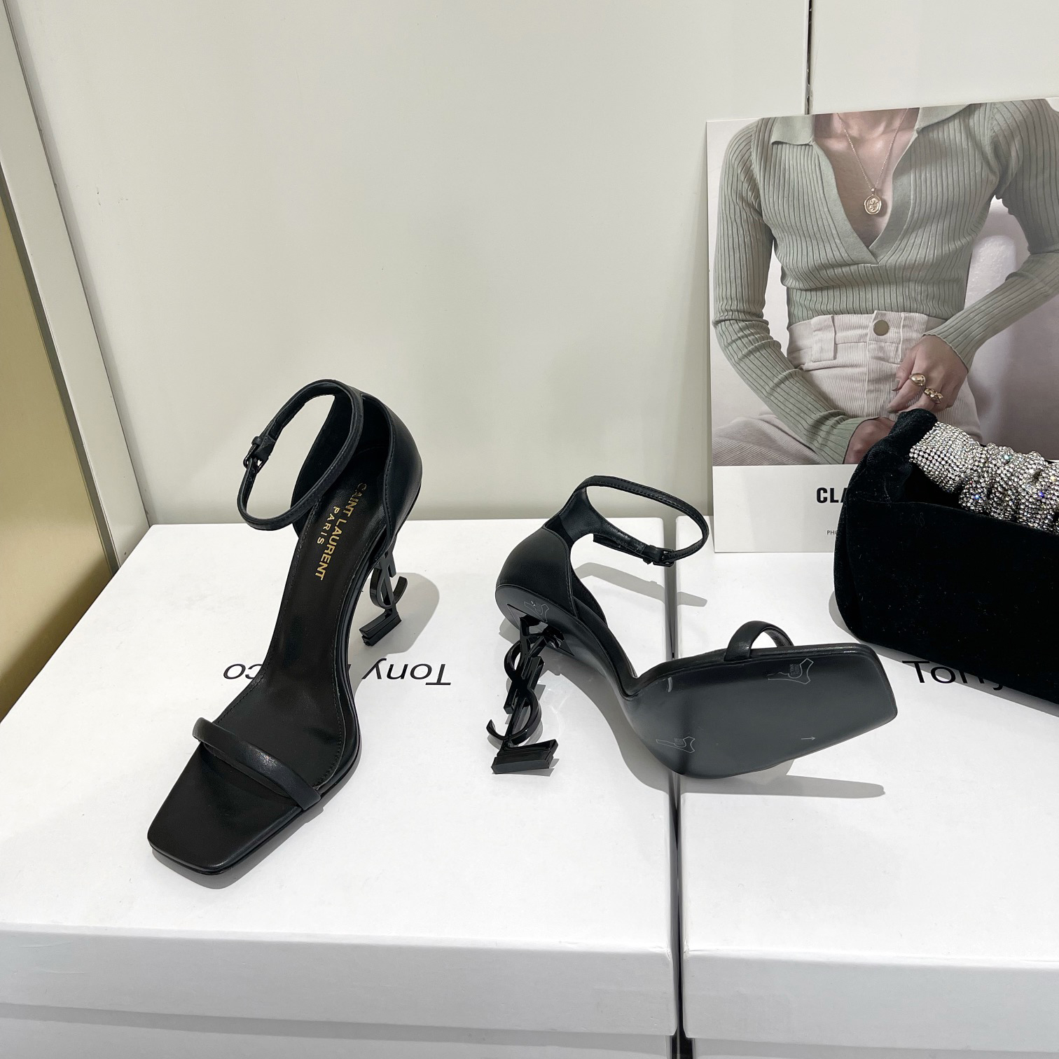 Saint Laurent Opyum Sandals In Patent Leather With Black-Tone Heel— Heel Higth 90mm - PerfectKickZ
