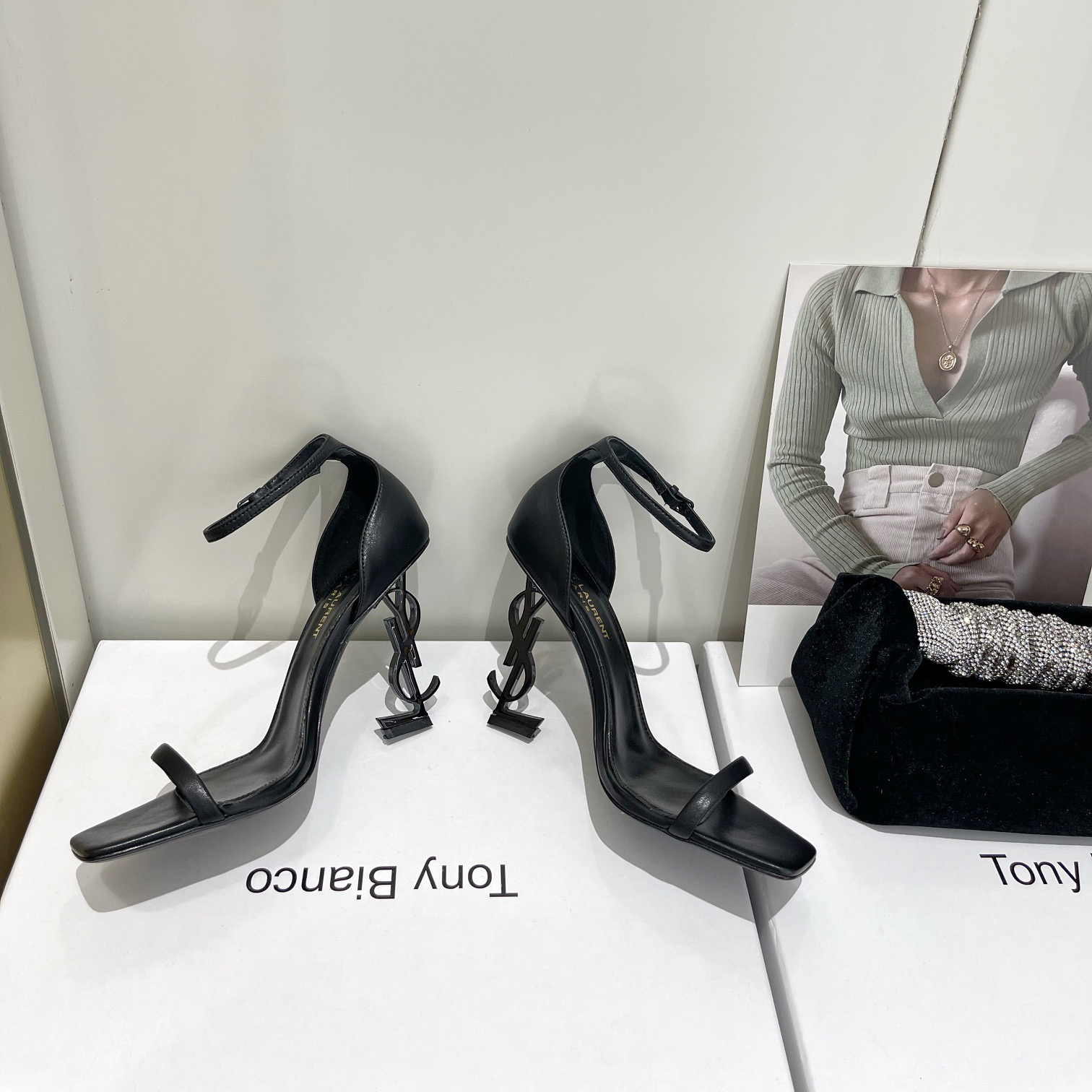 Saint Laurent Opyum Sandals In Patent Leather With Black-Tone Heel— Heel Higth 90mm - PerfectKickZ