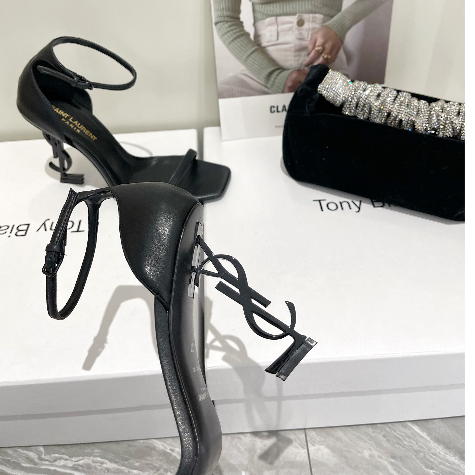 Saint Laurent Opyum Sandals In Patent Leather With Black-Tone Heel— Heel Higth 90mm - PerfectKickZ