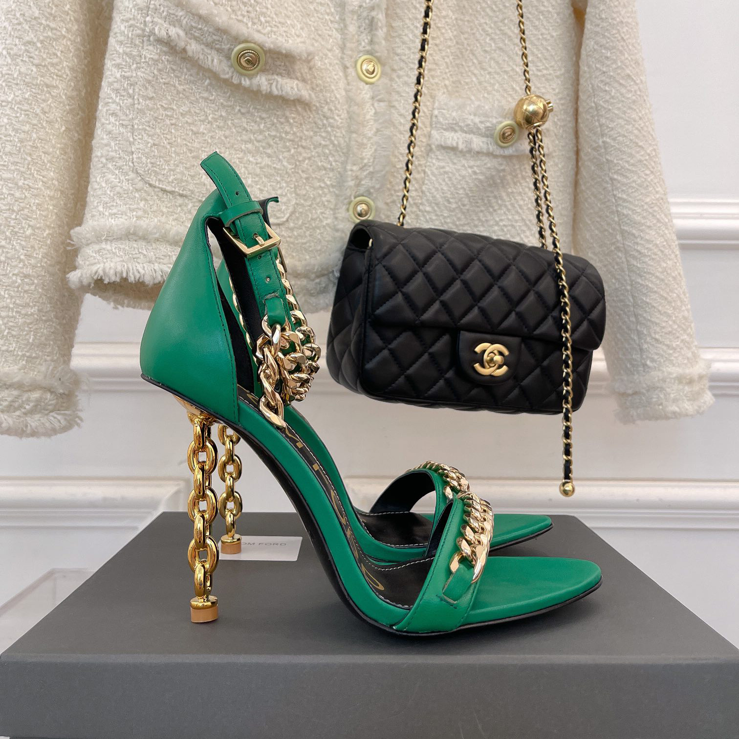 Tom Ford Chain-Trimmed Leather Sandals With Heel Height Of 10.5cm - PerfectKickZ