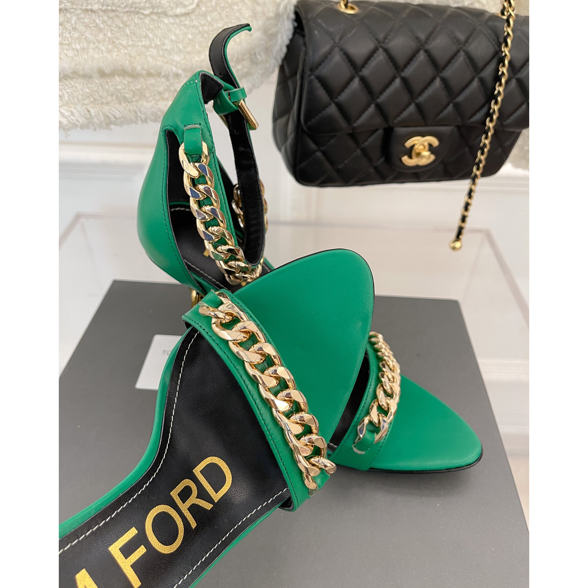 Tom Ford Chain-Trimmed Leather Sandals With Heel Height Of 10.5cm - 