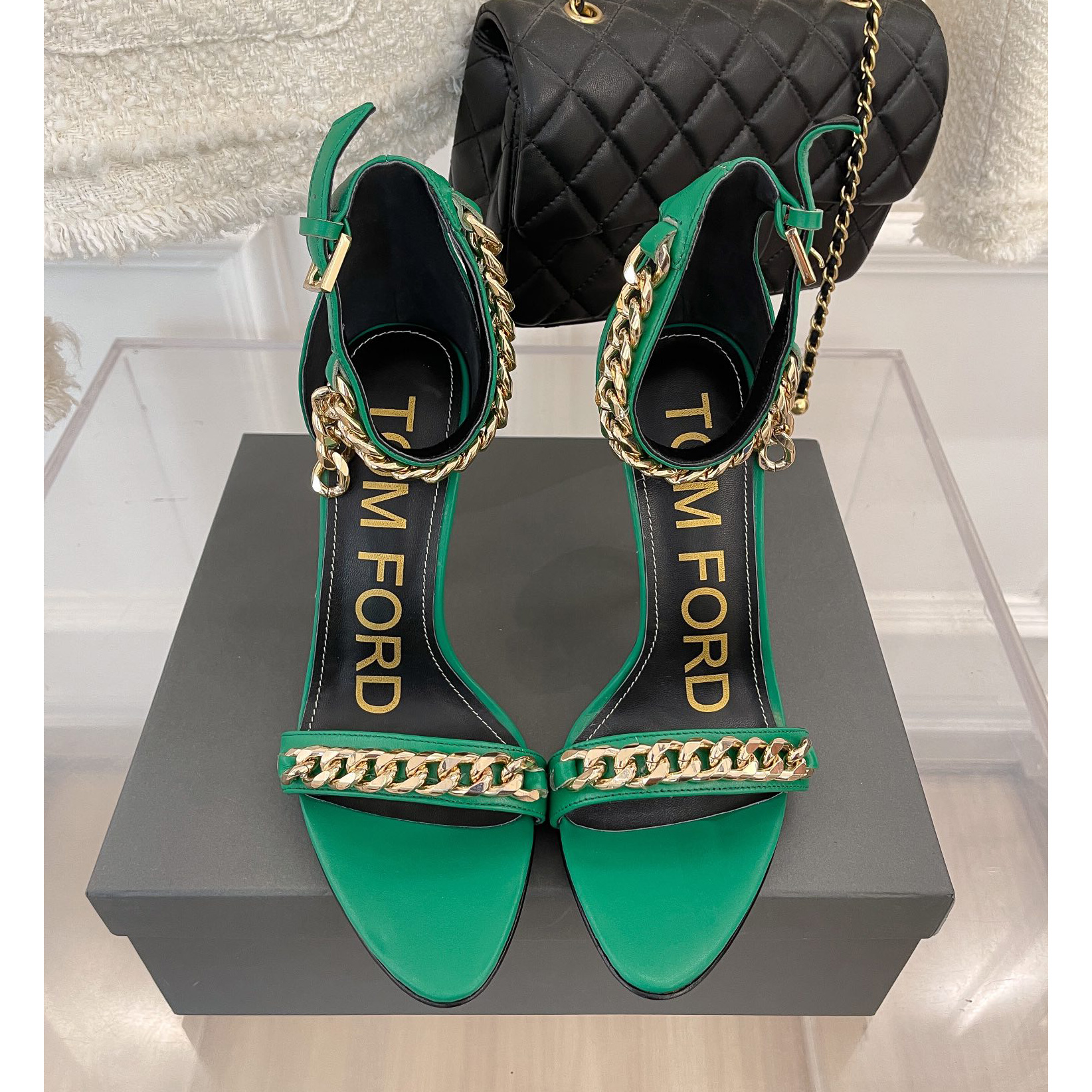 Tom Ford Chain-Trimmed Leather Sandals With Heel Height Of 10.5cm - 