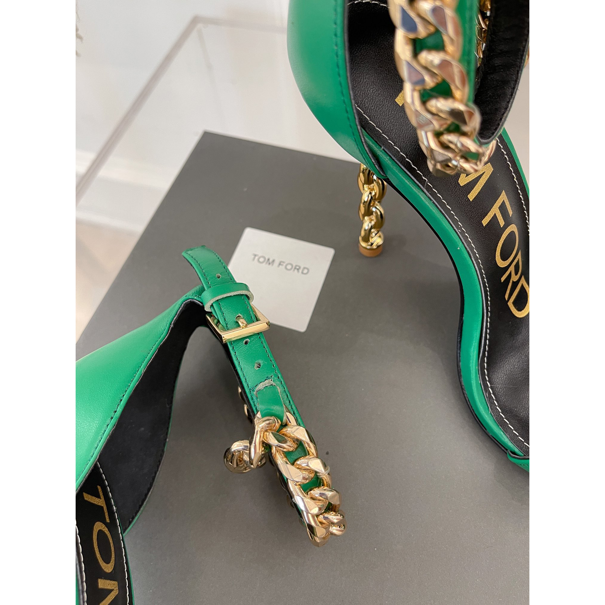 Tom Ford Chain-Trimmed Leather Sandals With Heel Height Of 10.5cm - 