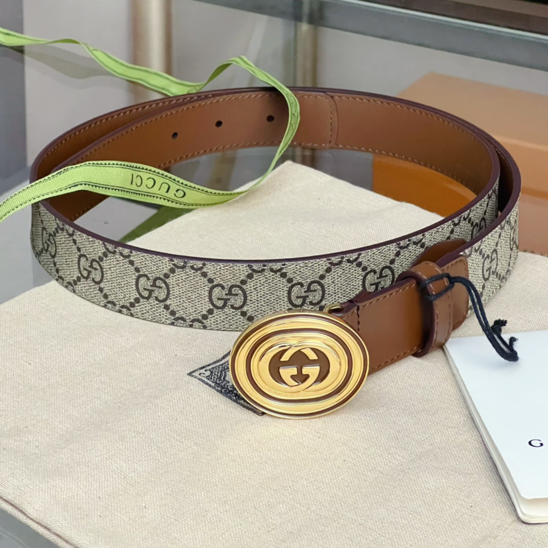 Gucci  Belt With Interlocking G Oval Buckle - PerfectKickZ