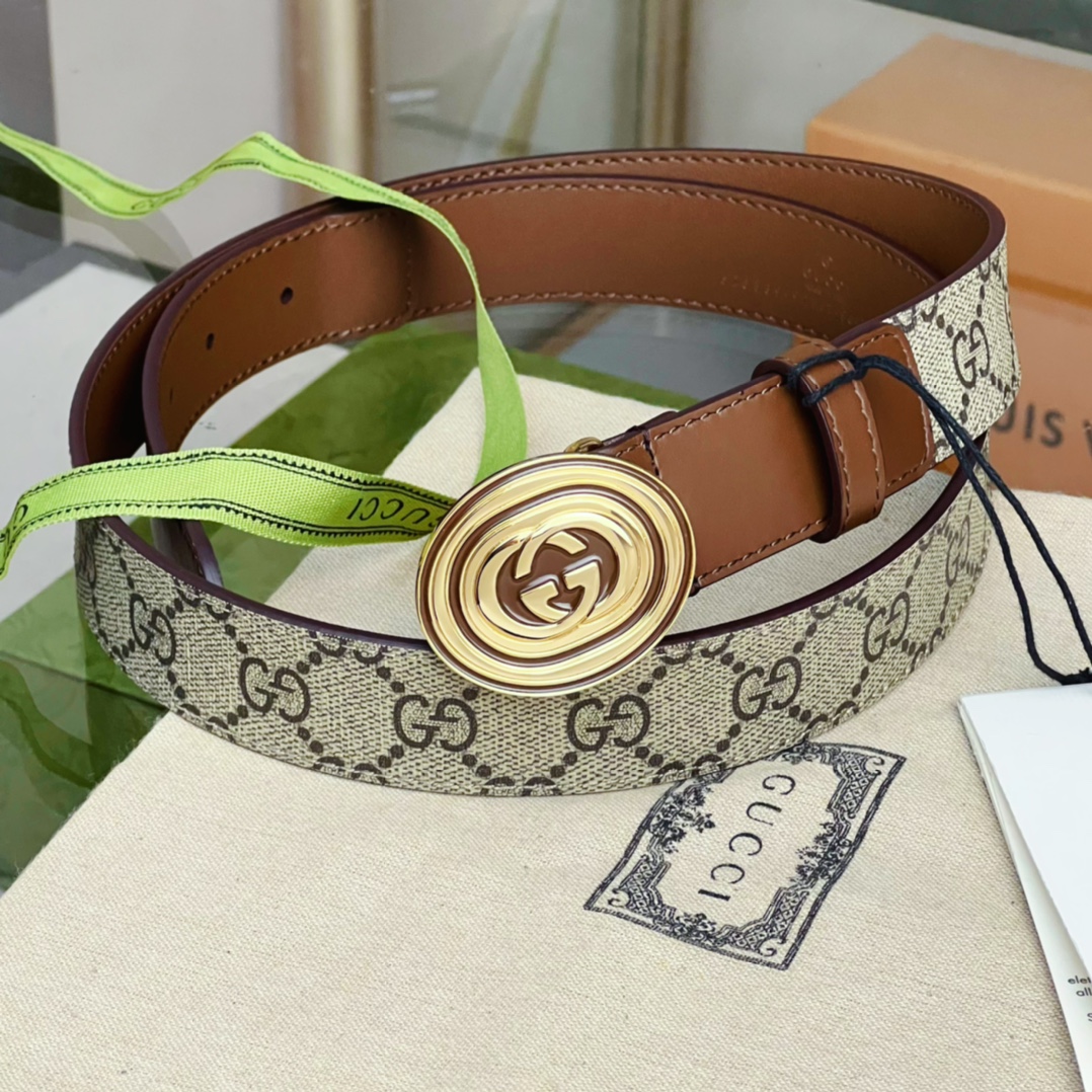 Gucci  Belt With Interlocking G Oval Buckle - PerfectKickZ