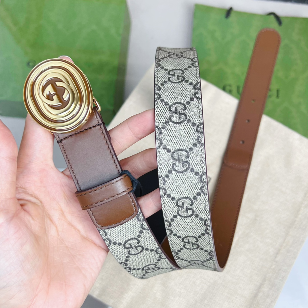 Gucci  Belt With Interlocking G Oval Buckle - PerfectKickZ