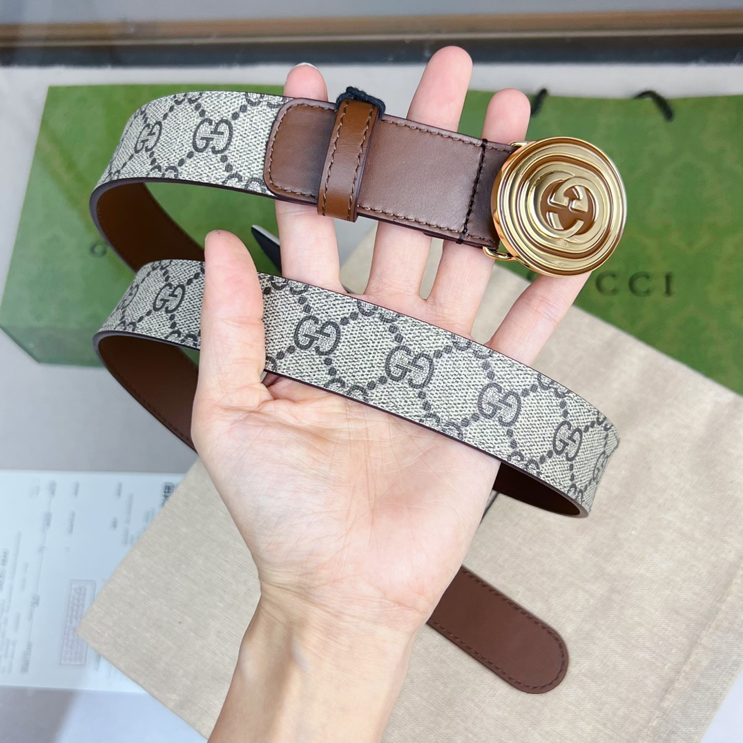 Gucci  Belt With Interlocking G Oval Buckle - PerfectKickZ