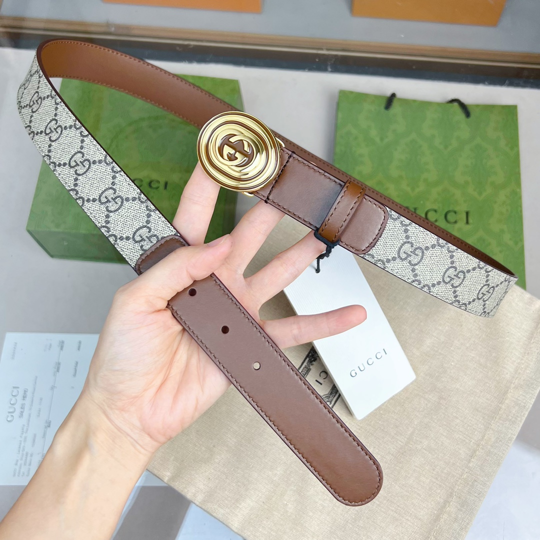 Gucci  Belt With Interlocking G Oval Buckle - PerfectKickZ