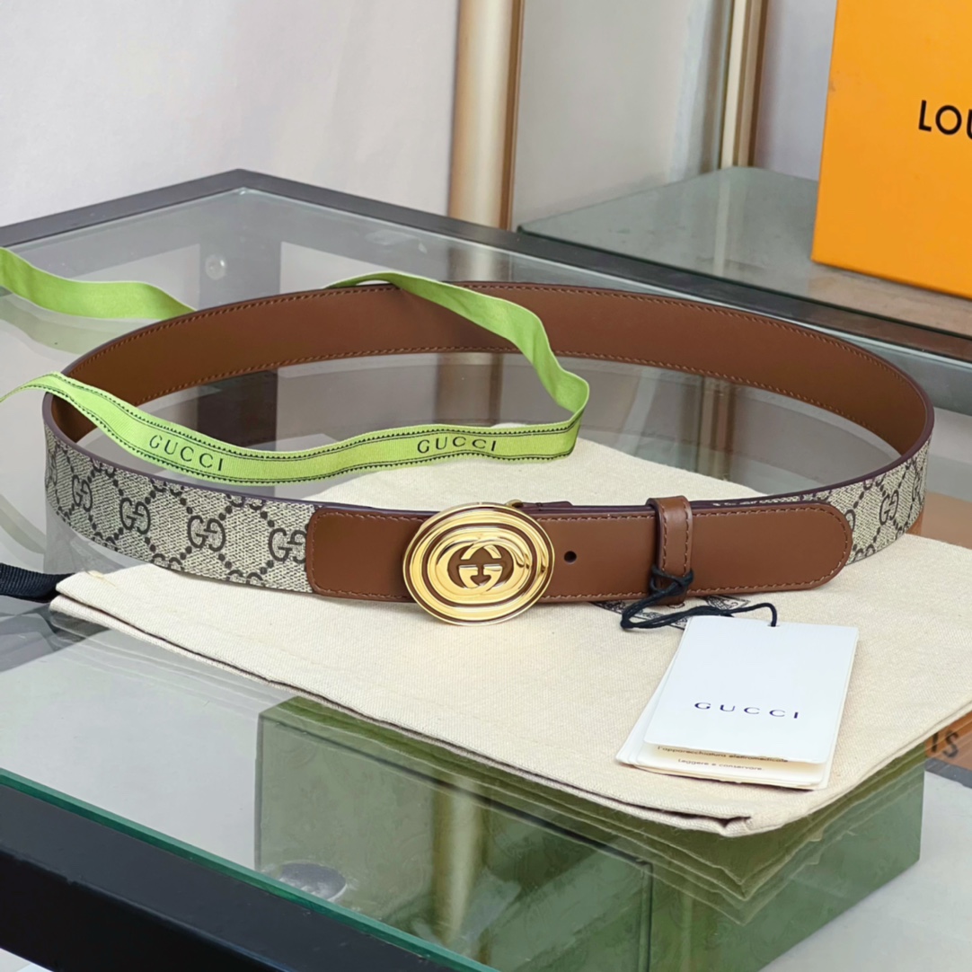 Gucci  Belt With Interlocking G Oval Buckle - PerfectKickZ