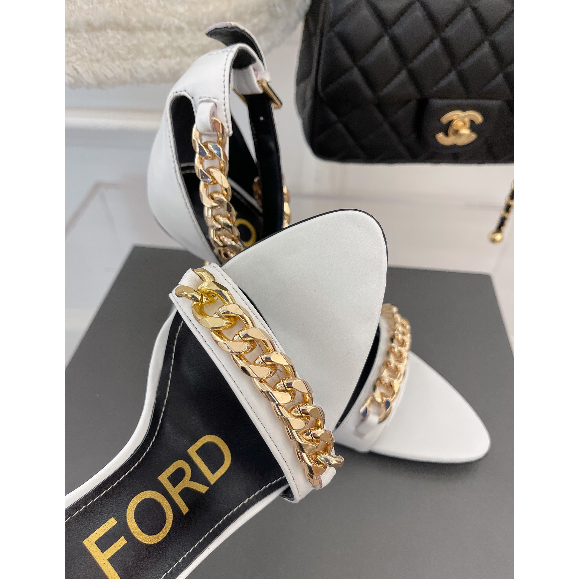 Tom Ford Chain-Trimmed Leather Sandals With Heel Height Of 10.5cm - 