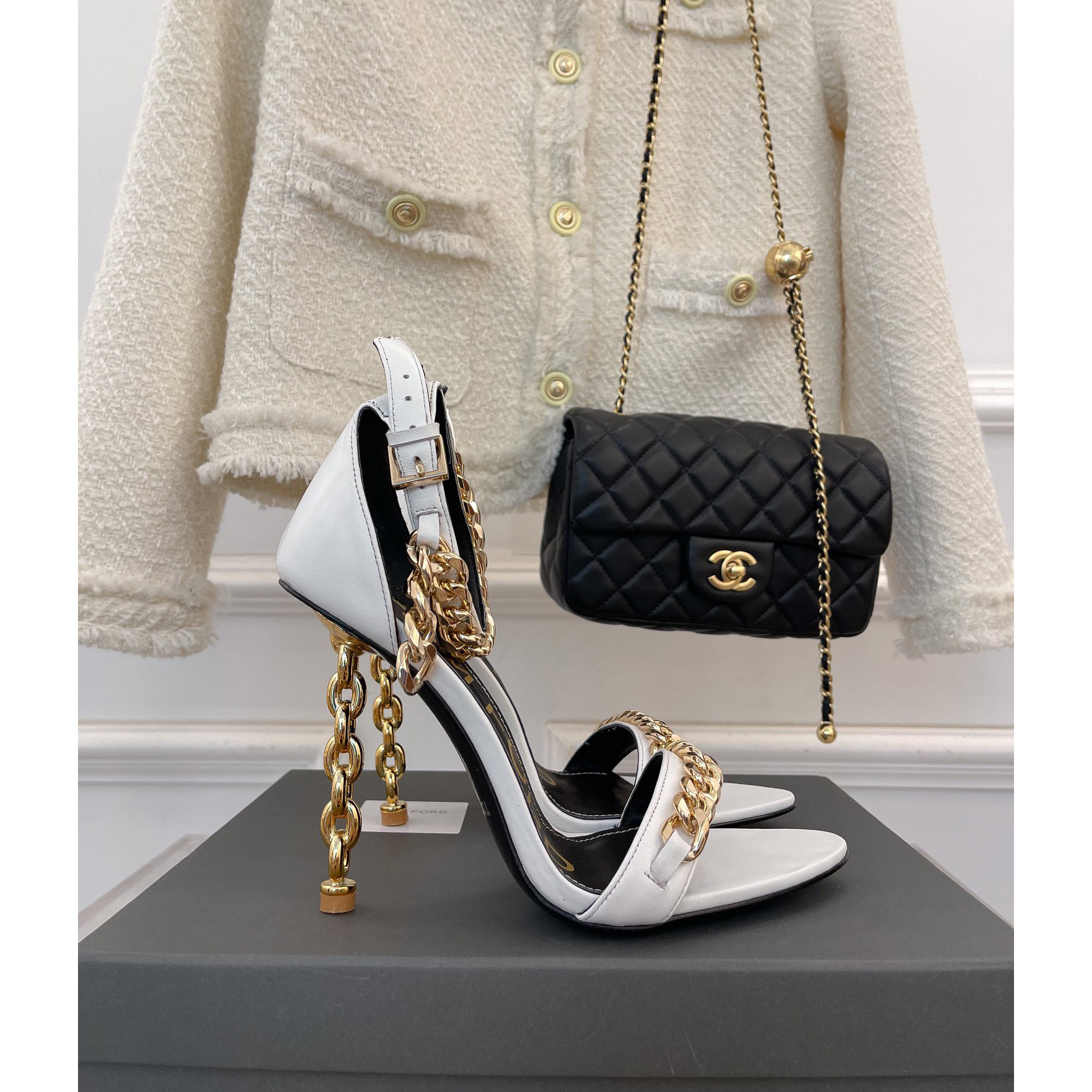 Tom Ford Chain-Trimmed Leather Sandals With Heel Height Of 10.5cm - 