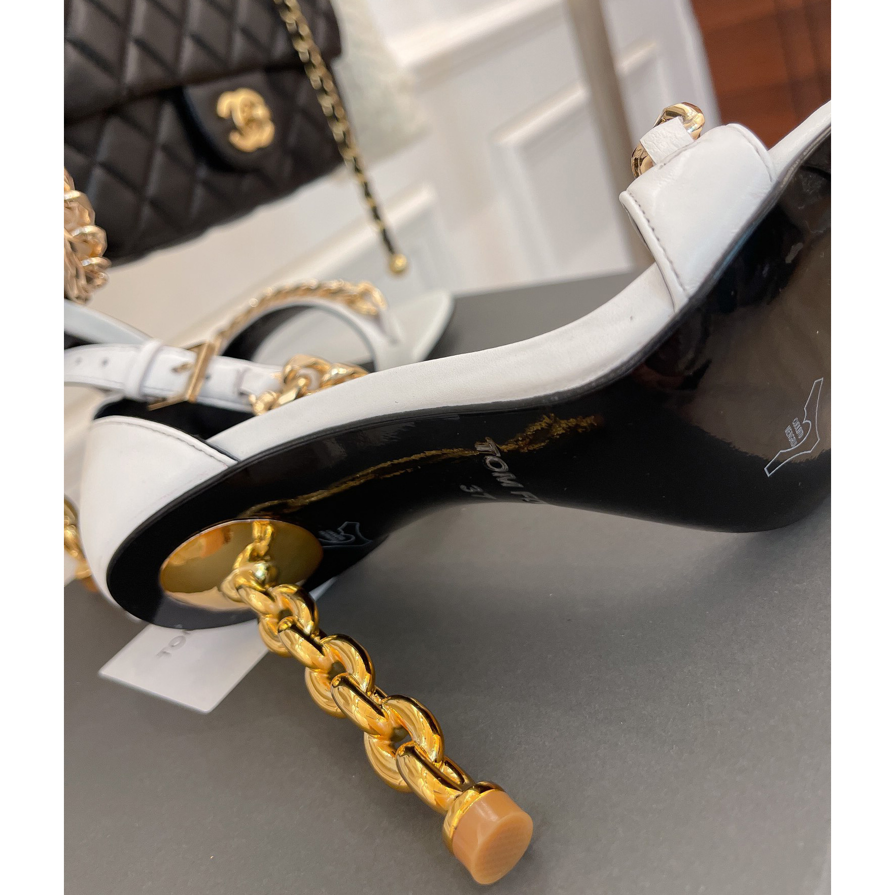 Tom Ford Chain-Trimmed Leather Sandals With Heel Height Of 10.5cm - 