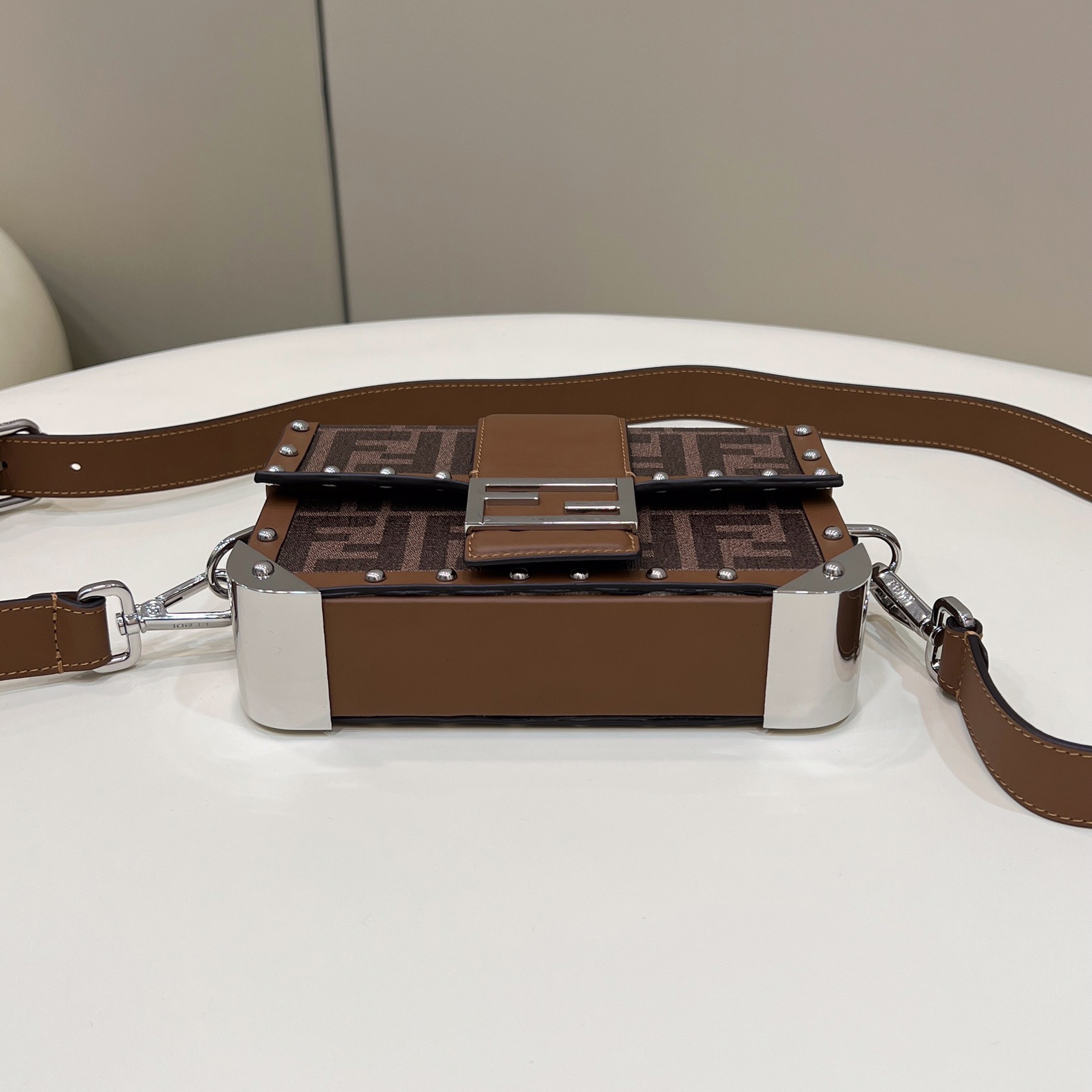 Fendi Baguette Trunk Mini Brown Fabric Bag(18.5-11.5-5cm) - PerfectKickZ