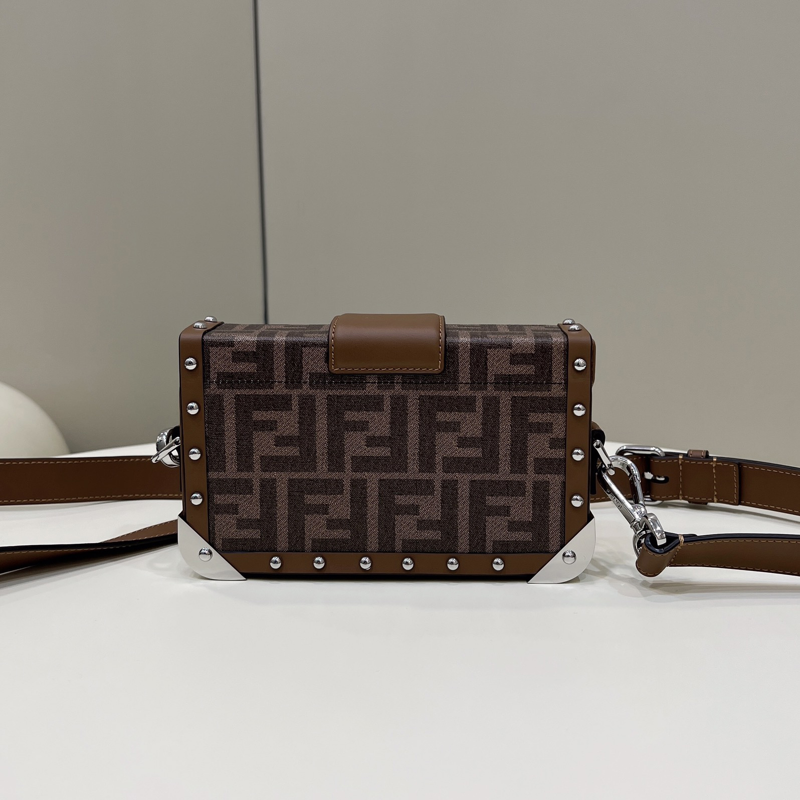 Fendi Baguette Trunk Mini Brown Fabric Bag(18.5-11.5-5cm) - PerfectKickZ