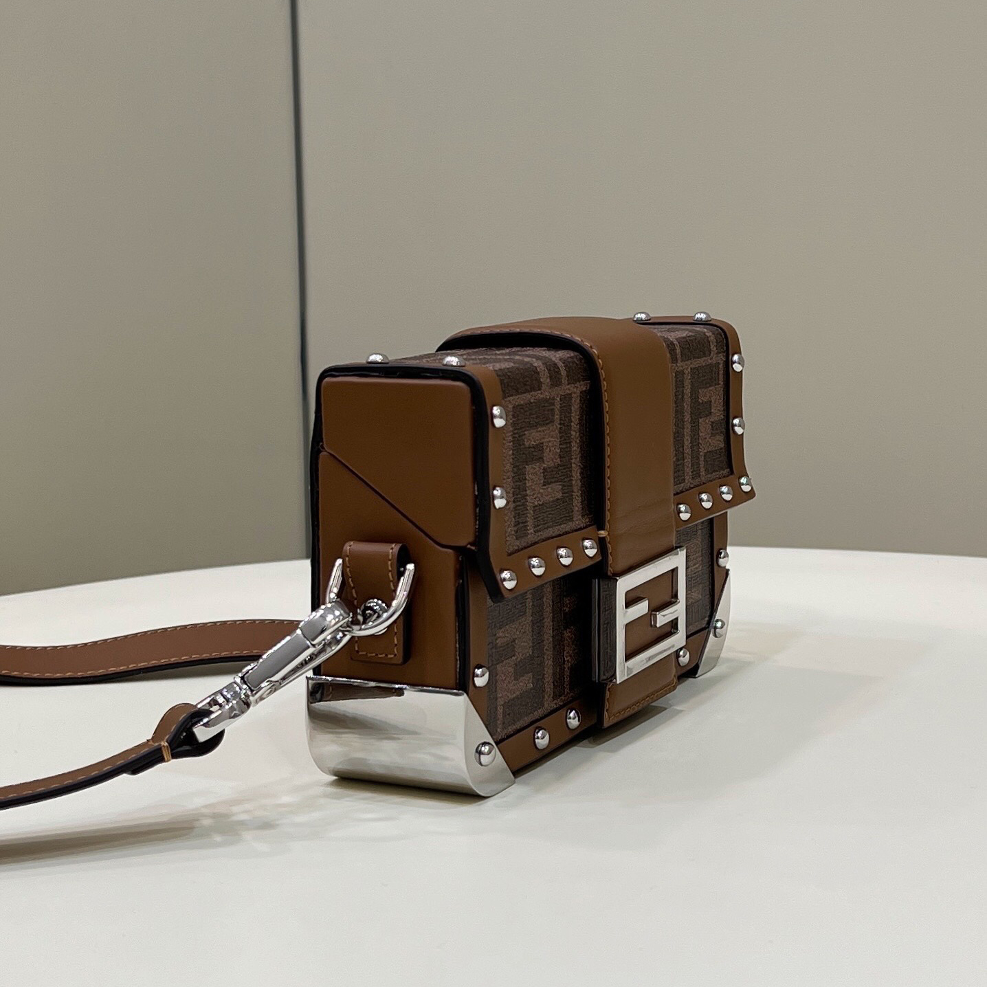 Fendi Baguette Trunk Mini Brown Fabric Bag(18.5-11.5-5cm) - PerfectKickZ