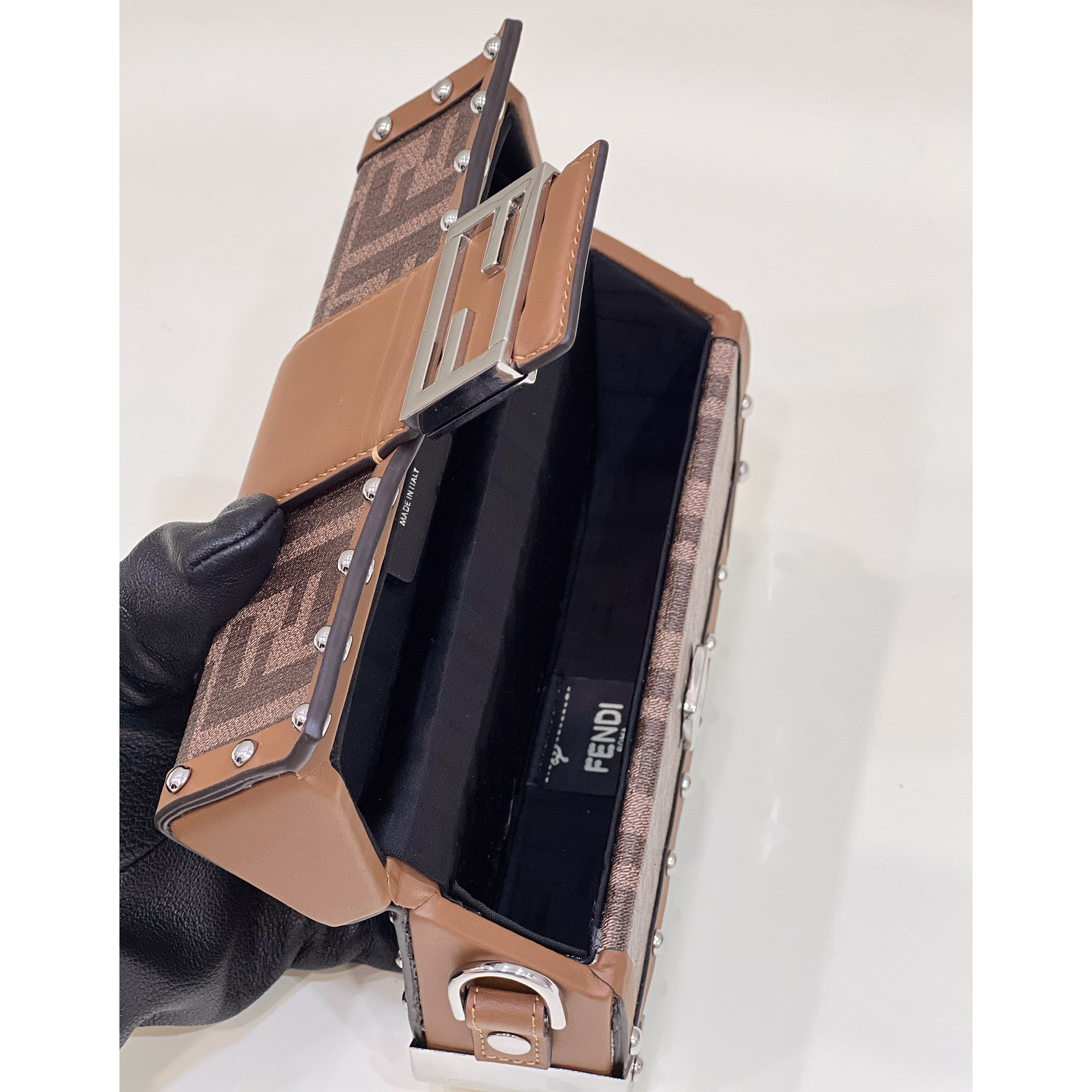 Fendi Baguette Trunk Mini Brown Fabric Bag(18.5-11.5-5cm) - PerfectKickZ