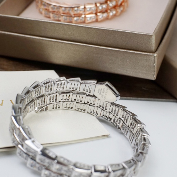 Bvlgari Serpenti Viper Two-Coil 18 Kt White Gold Bracelet - PerfectKickZ
