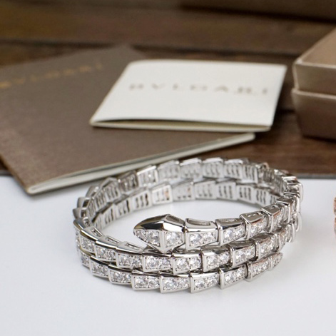 Bvlgari Serpenti Viper Two-Coil 18 Kt White Gold Bracelet - PerfectKickZ