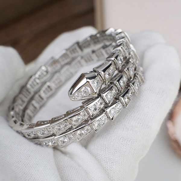 Bvlgari Serpenti Viper Two-Coil 18 Kt White Gold Bracelet - PerfectKickZ