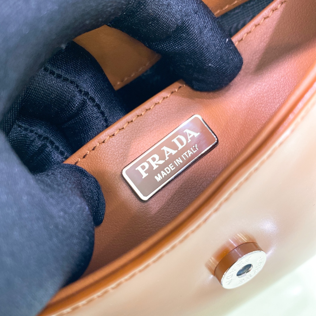 Prada Cleo Brushed Leather Shoulder Bag In Brown(24-19-6cm)   1BD303 - PerfectKickZ