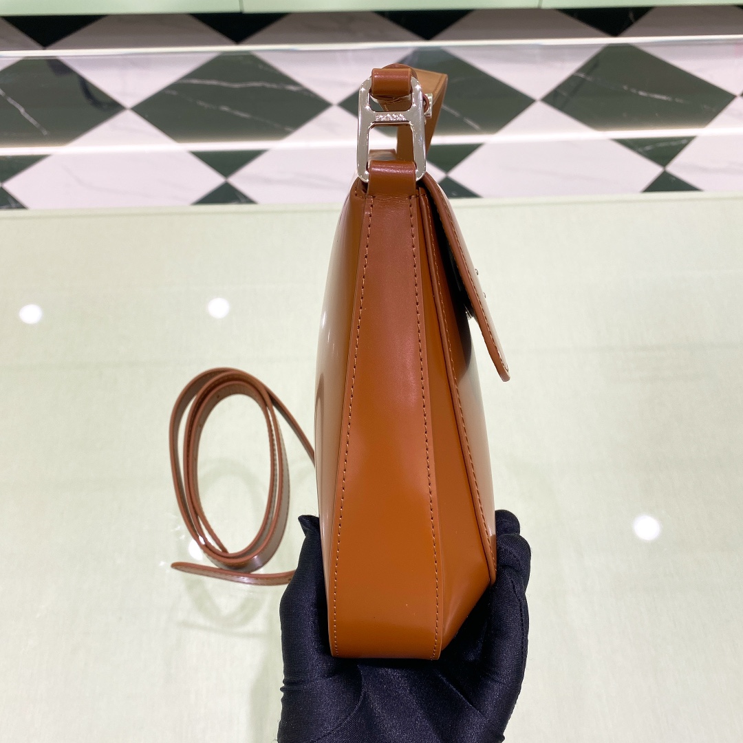 Prada Cleo Brushed Leather Shoulder Bag In Brown(24-19-6cm)   1BD303 - PerfectKickZ