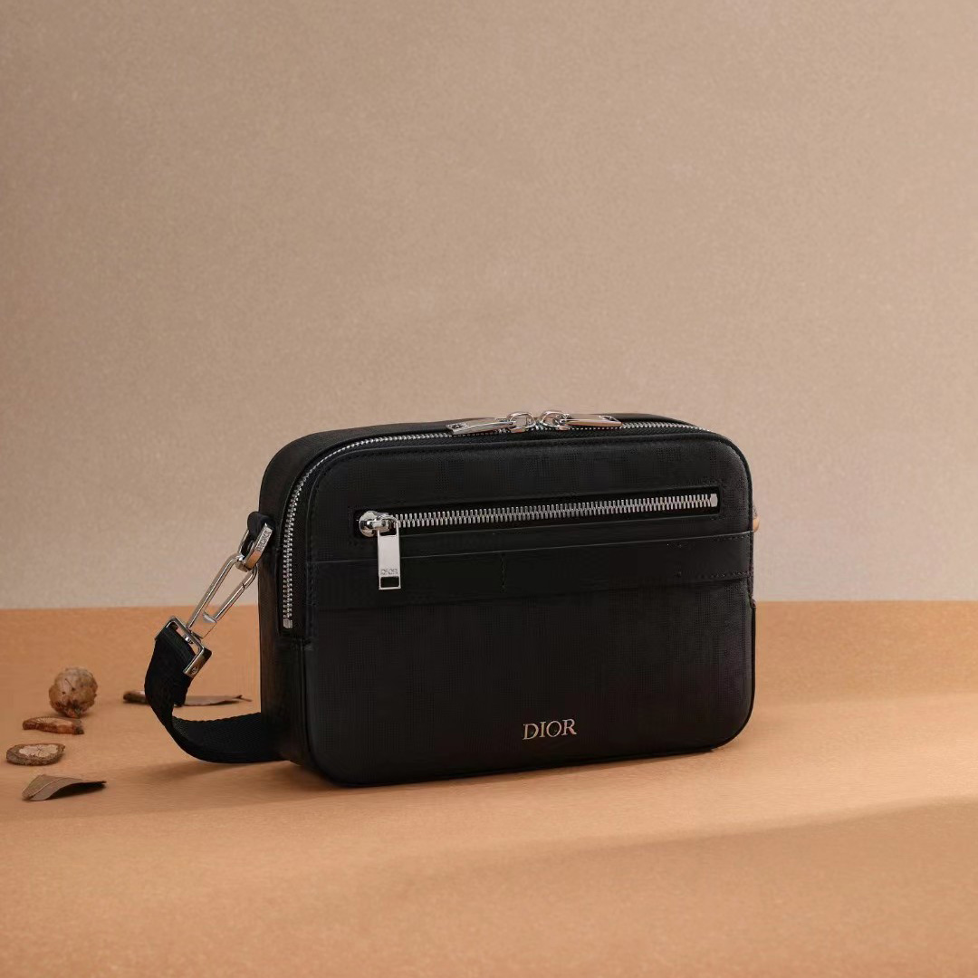 Dior Black Obique Galaxy Leather Safari Messenger Bag(22-15-6cm) - PerfectKickZ