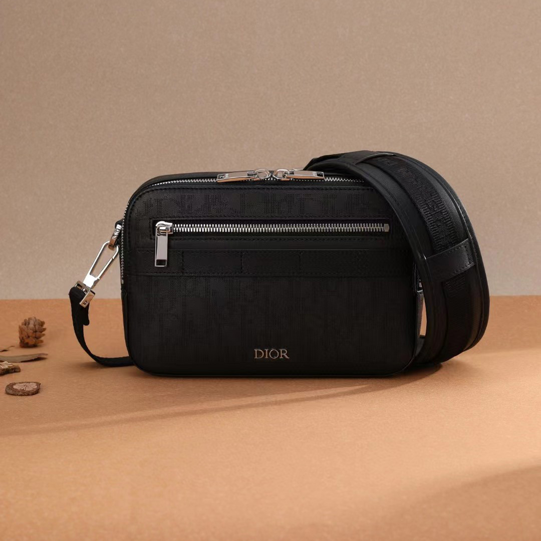 Dior Black Obique Galaxy Leather Safari Messenger Bag(22-15-6cm) - PerfectKickZ