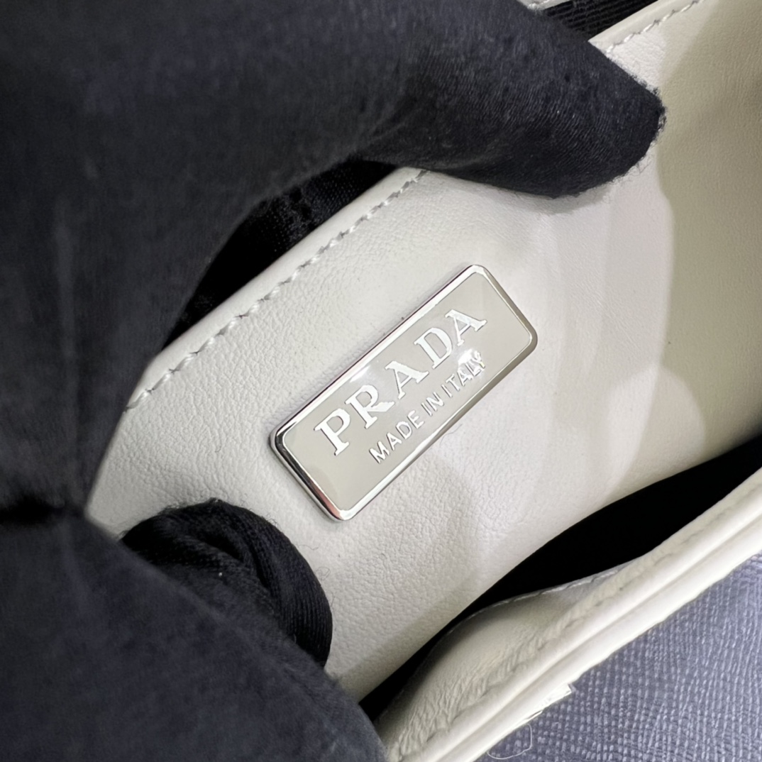 Prada Cleo Brushed Leather Shoulder Bag In White(24-19-6cm)   1BD303 - PerfectKickZ