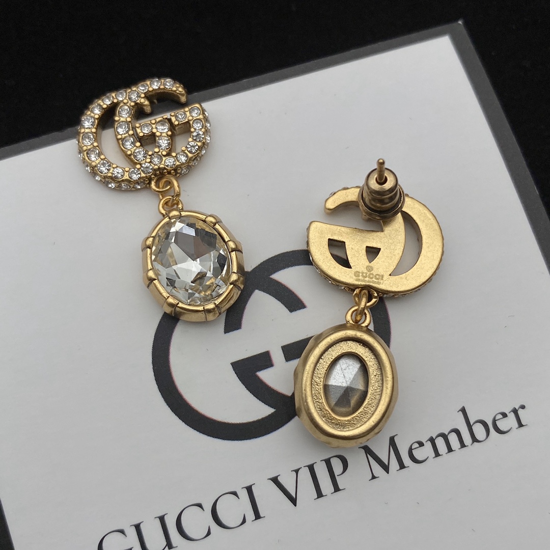 Gucci  Double G Earrings With Crystals - PerfectKickZ