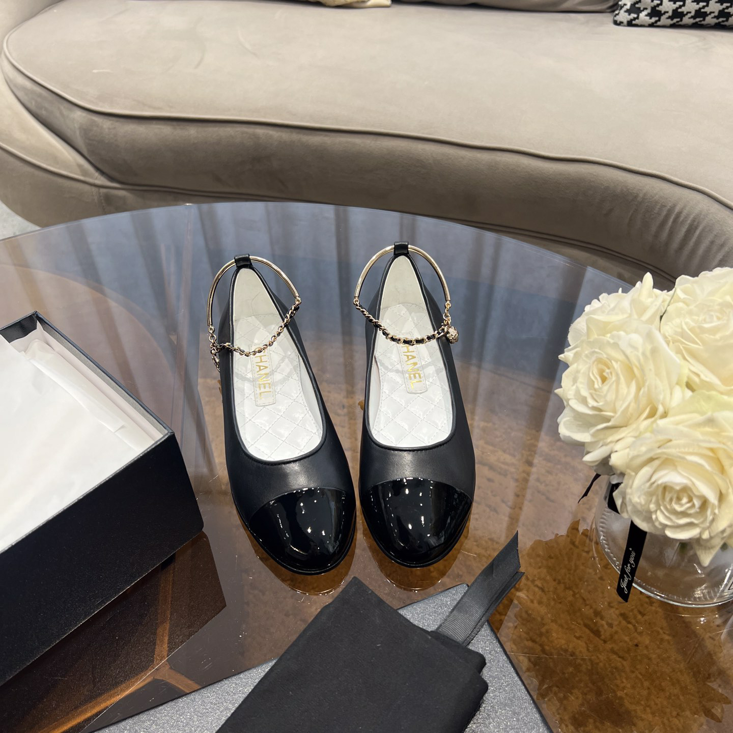 Dior Lambskin & Patent Calfskin Black Ballerinas - PerfectKickZ