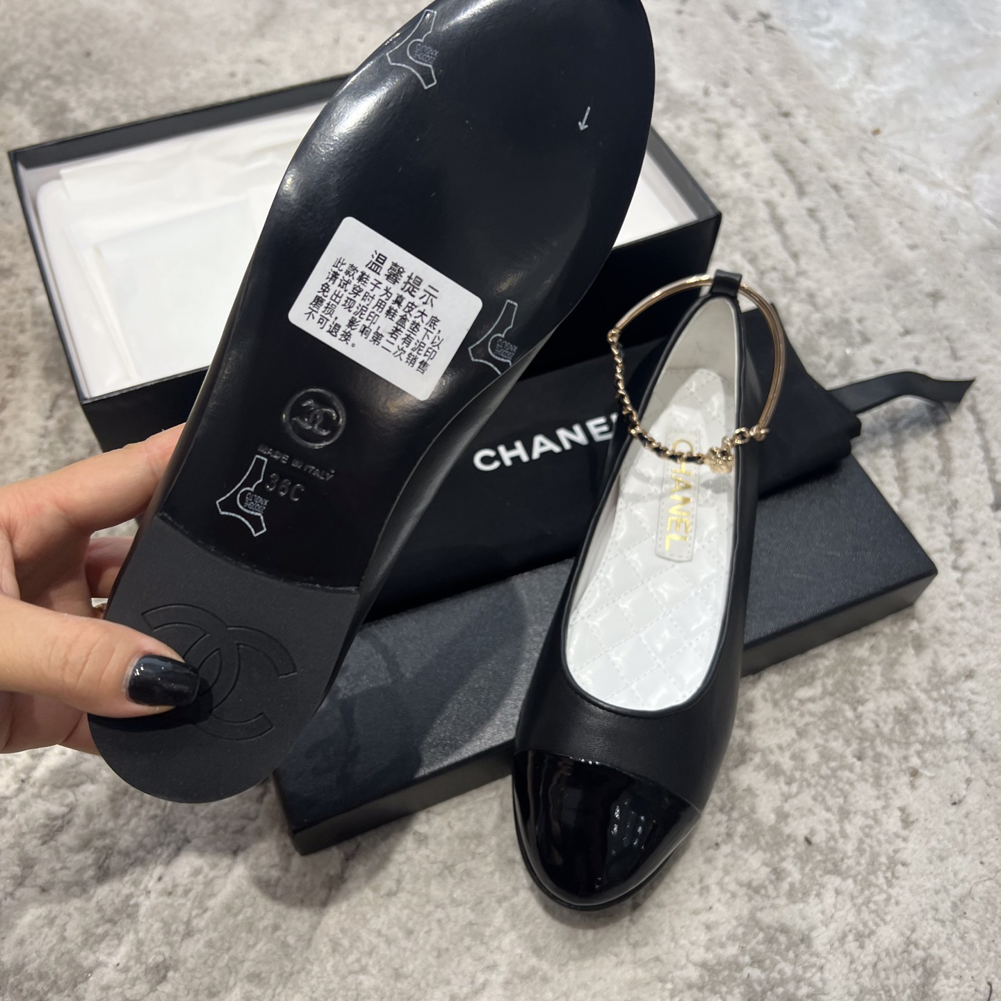 Dior Lambskin & Patent Calfskin Black Ballerinas - PerfectKickZ