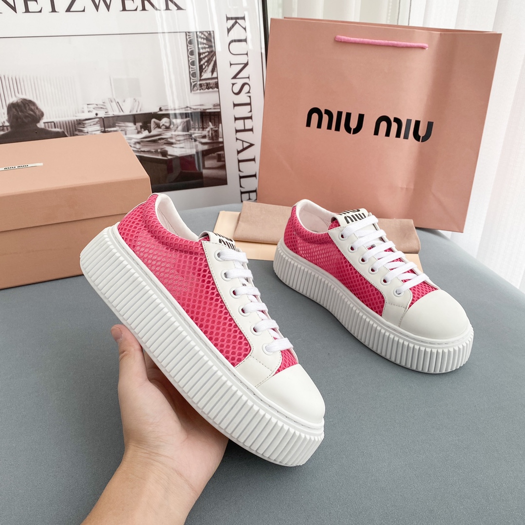 Miu Miu Mesh Flatform Sneakers - PerfectKickZ