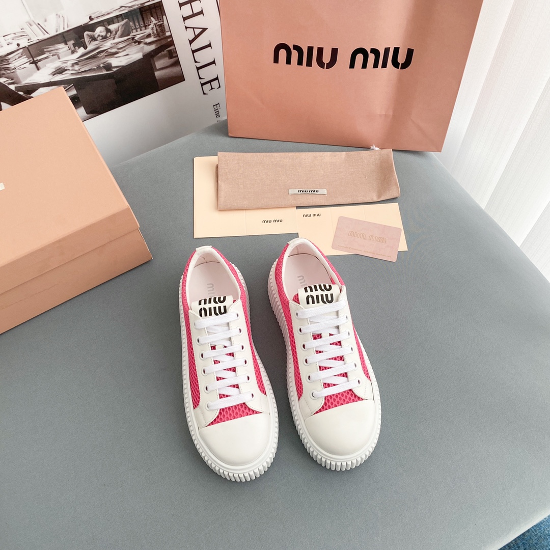Miu Miu Mesh Flatform Sneakers - 