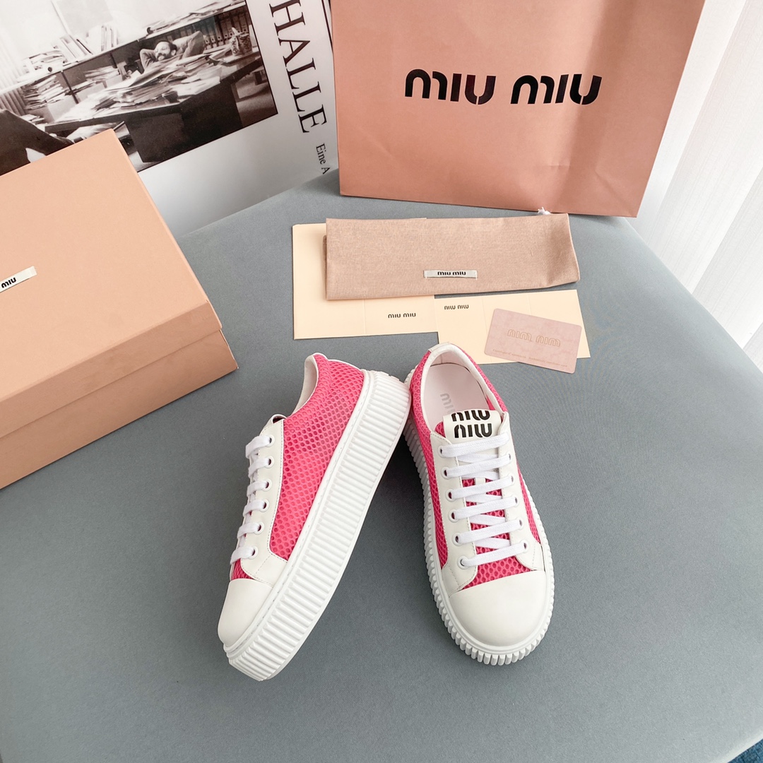 Miu Miu Mesh Flatform Sneakers - 