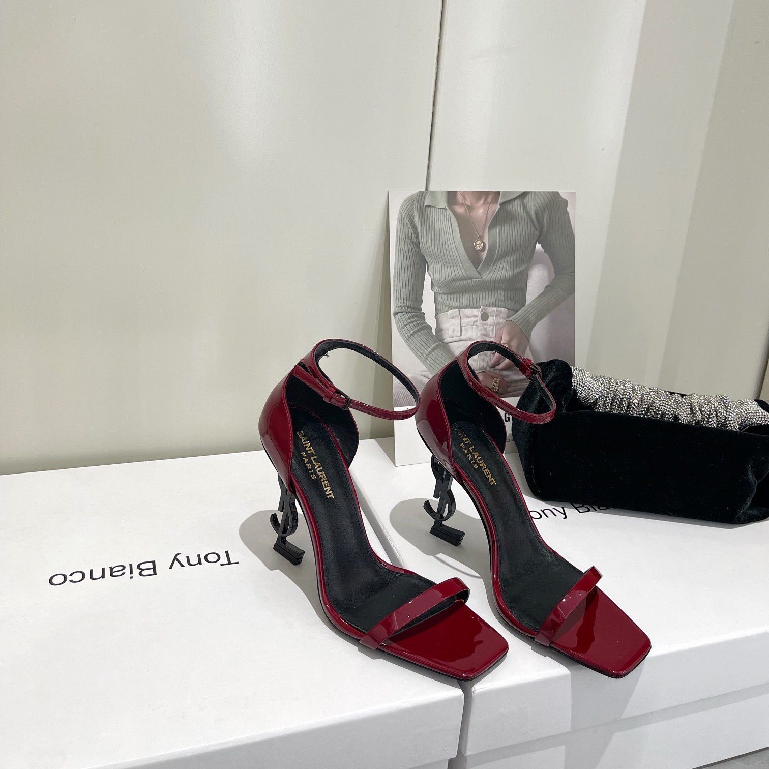 Saint Laurent Opyum Sandals In Patent Leather With Black-Tone Heel— Heel Higth 90mm - PerfectKickZ