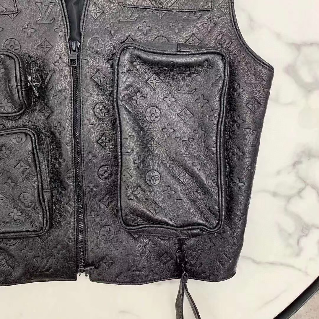 Louis Vuitton Black Monogram Leather Vest - PerfectKickZ