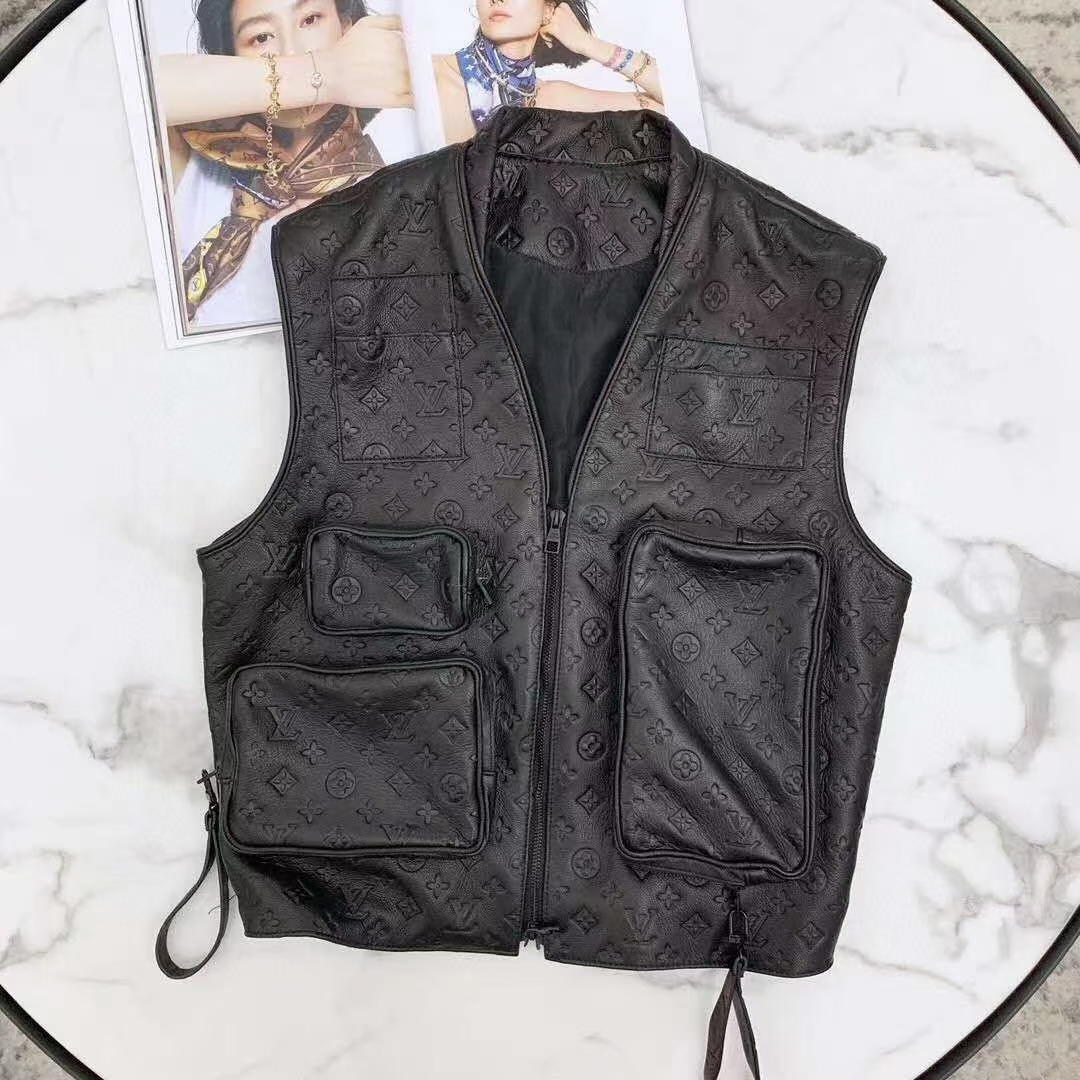 Louis Vuitton Black Monogram Leather Vest - PerfectKickZ