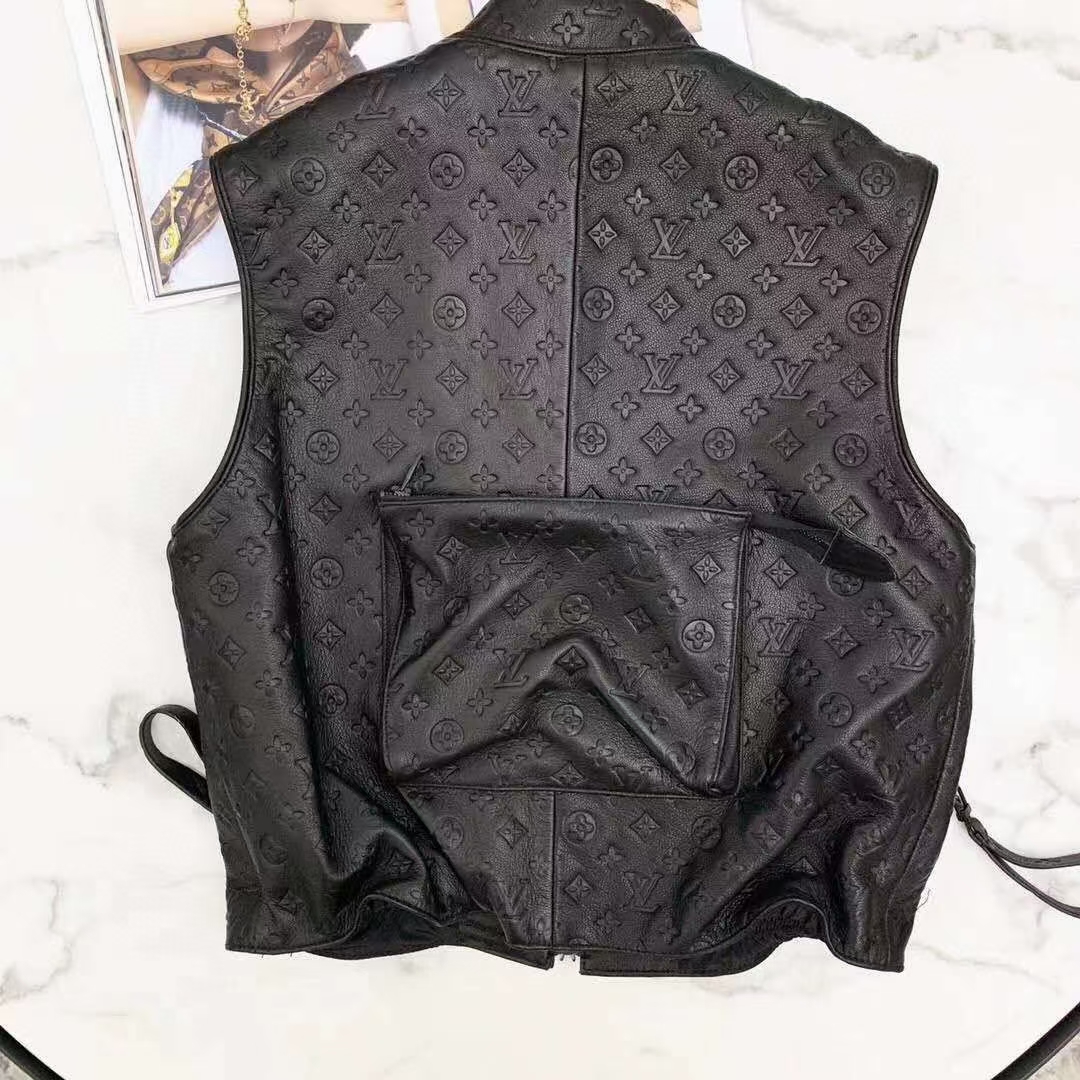 Louis Vuitton Black Monogram Leather Vest - PerfectKickZ