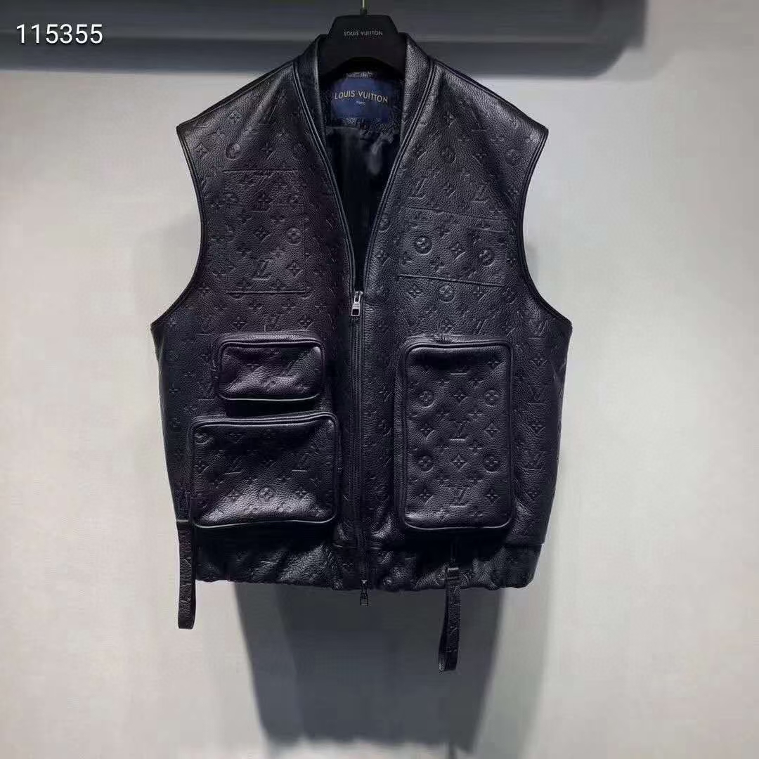 Louis Vuitton Black Monogram Leather Vest - PerfectKickZ