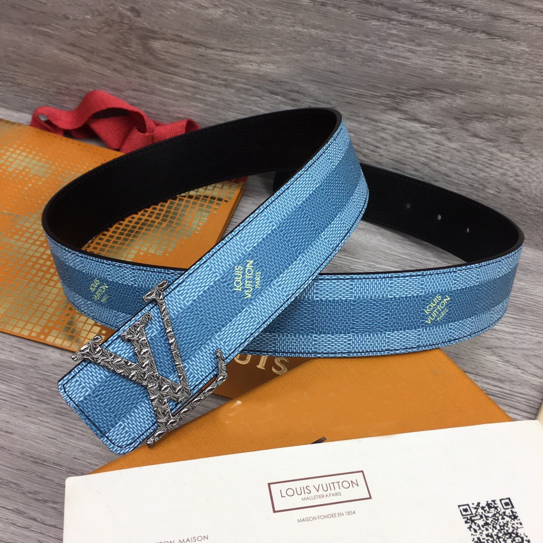 Louis Vuitton LV Initiales Damier Stripes 40mm Reversible Belt  - PerfectKickZ