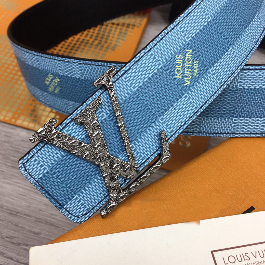 Louis Vuitton LV Initiales Damier Stripes 40mm Reversible Belt  - PerfectKickZ