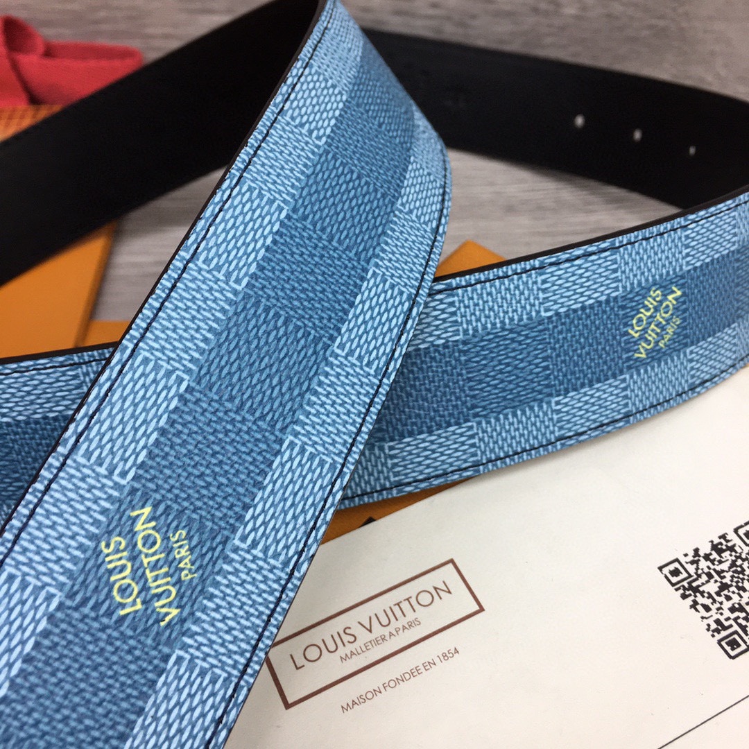 Louis Vuitton LV Initiales Damier Stripes 40mm Reversible Belt  - PerfectKickZ