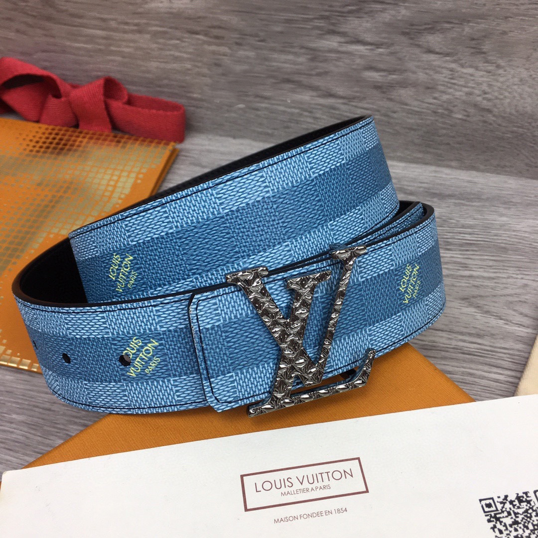 Louis Vuitton LV Initiales Damier Stripes 40mm Reversible Belt  - PerfectKickZ