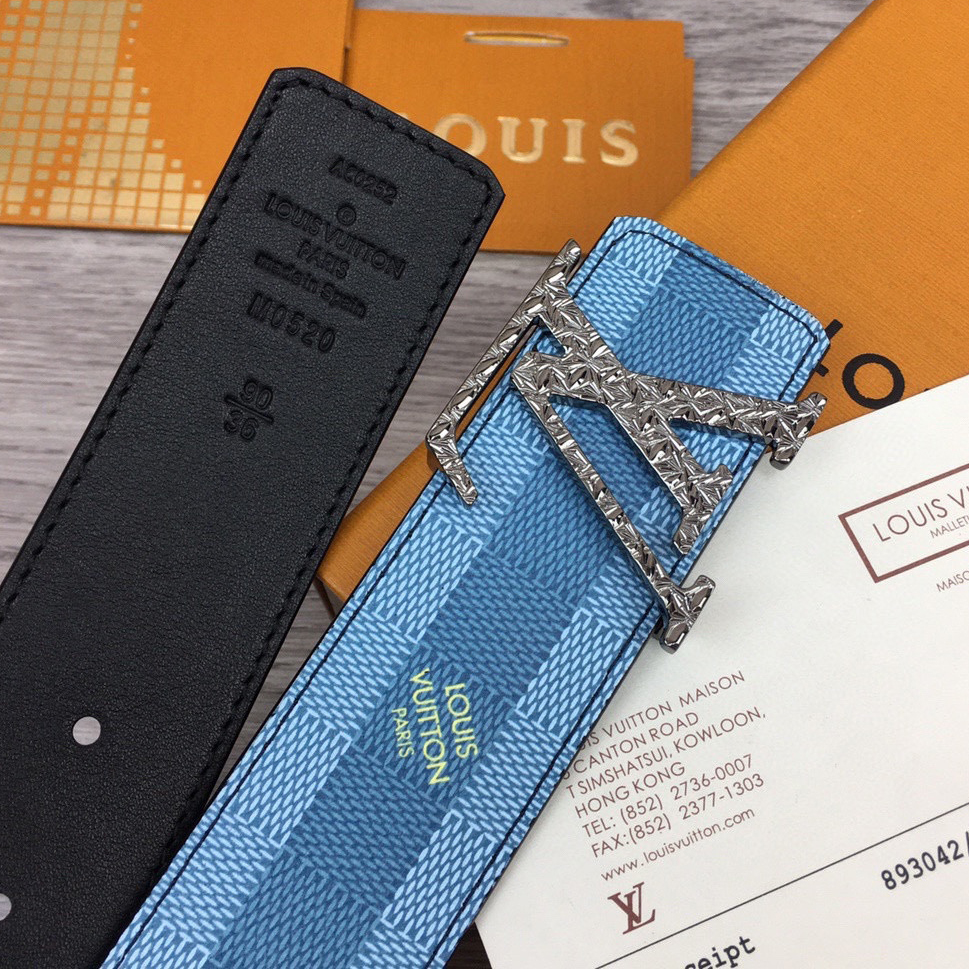 Louis Vuitton LV Initiales Damier Stripes 40mm Reversible Belt  - PerfectKickZ