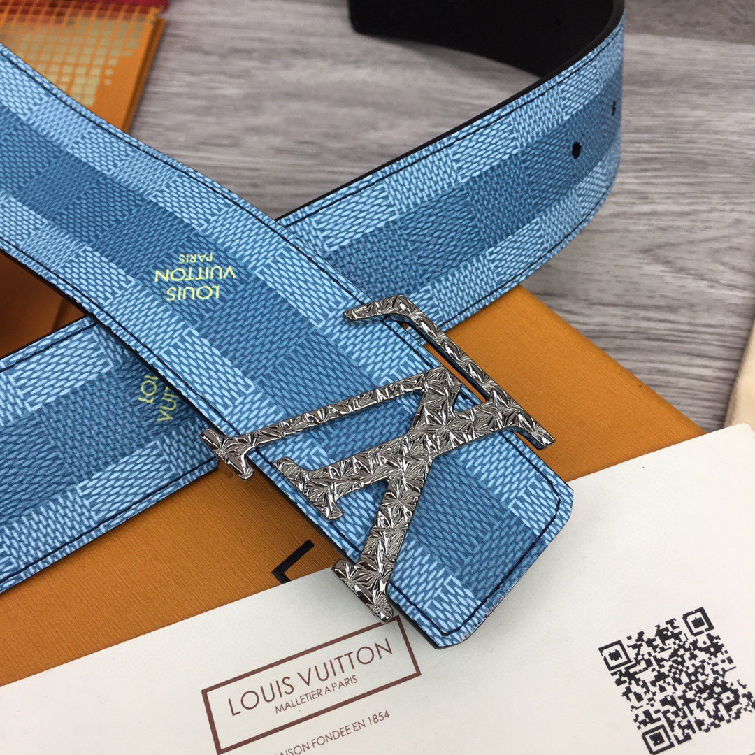 Louis Vuitton LV Initiales Damier Stripes 40mm Reversible Belt  - PerfectKickZ