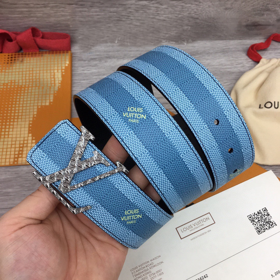 Louis Vuitton LV Initiales Damier Stripes 40mm Reversible Belt  - PerfectKickZ