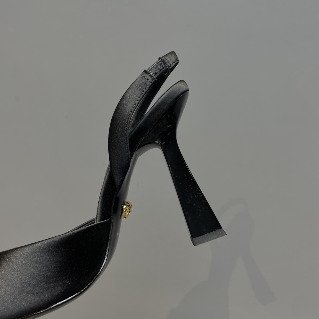 Versace Crystal La Medusa Satin Sling-Back Pumps - PerfectKickZ