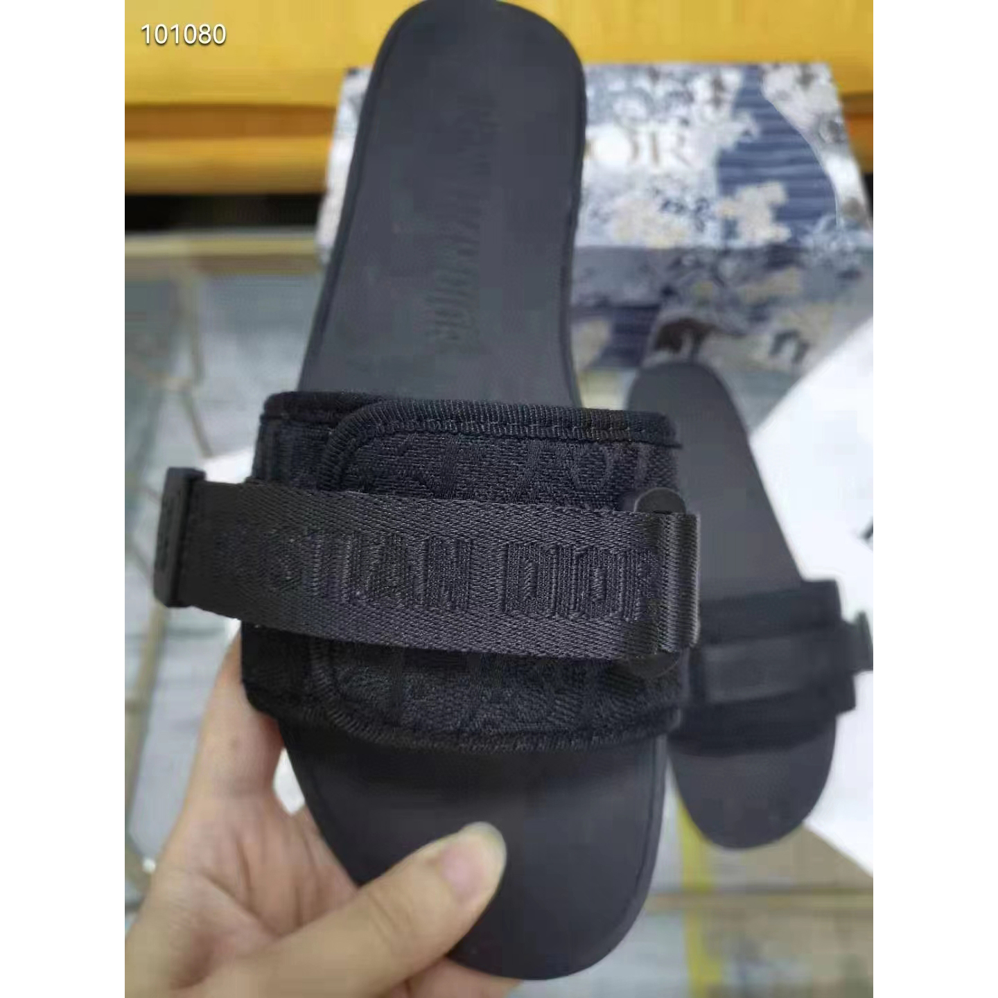 Dior Uber Black Dior Oblique Technical Fabric Slide - PerfectKickZ