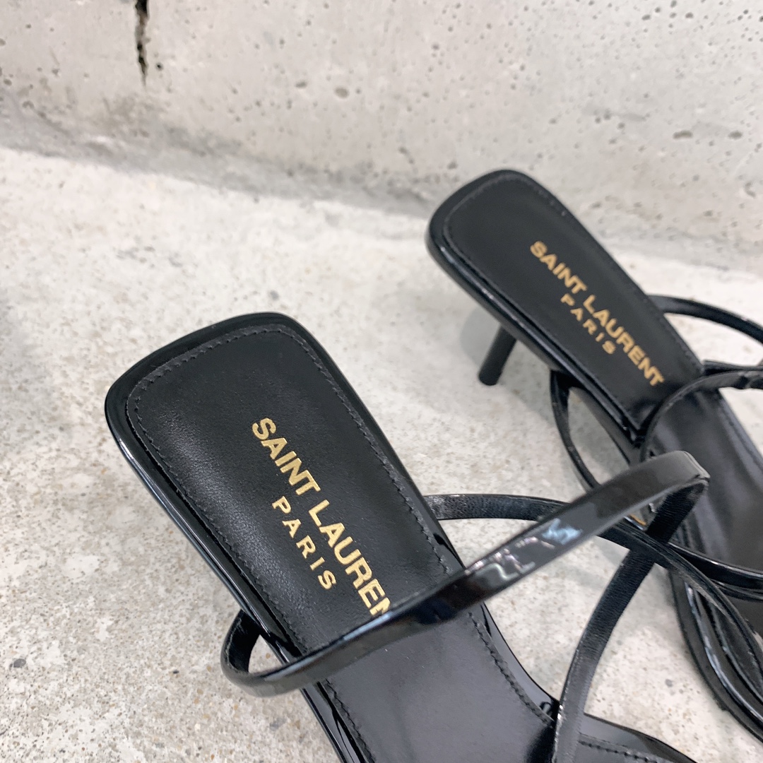 Saint Laurent Nuit Sandals In Patent Leather - PerfectKickZ