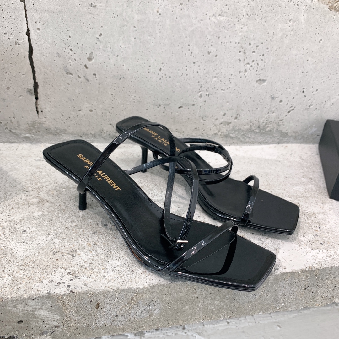 Saint Laurent Nuit Sandals In Patent Leather - PerfectKickZ
